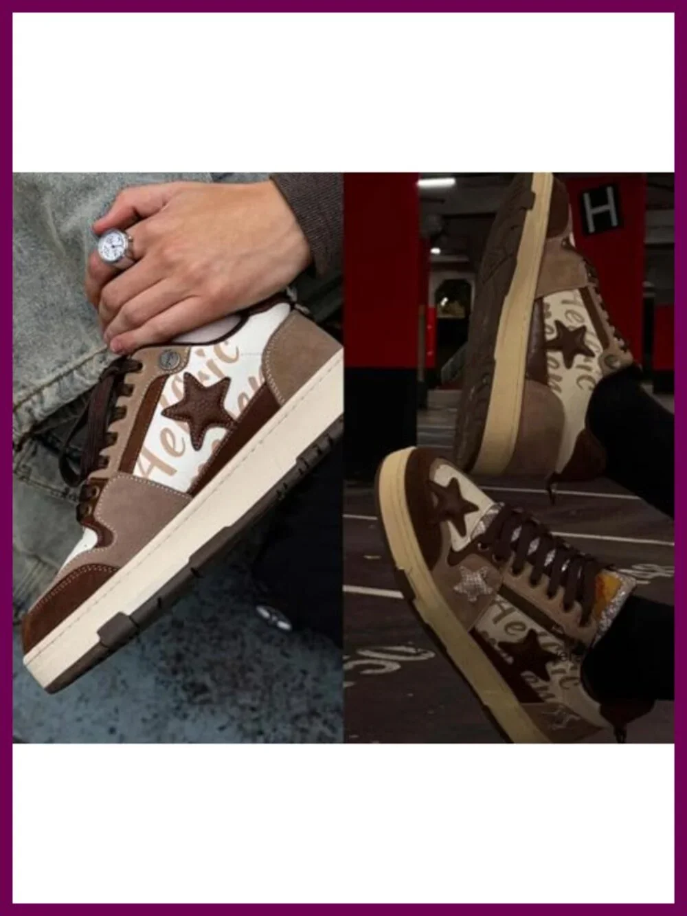 Platform Leather Patchwork Sneakers Low Top Lace-up Skate Shoes